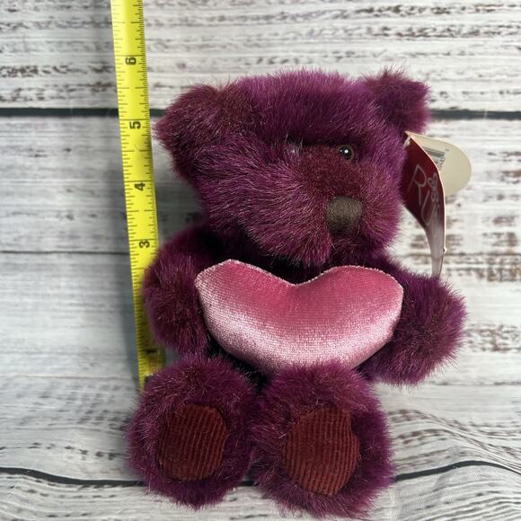 Russ Bear Purple Heart Hugger Berries NEW 8" Pink Heart Purple Teddy Bear - Picture 10 of 13